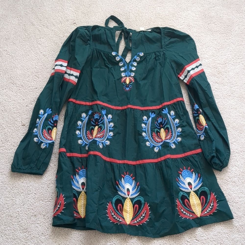 Anthropologie Let Me Be Embroidered Tunic Dress Size M